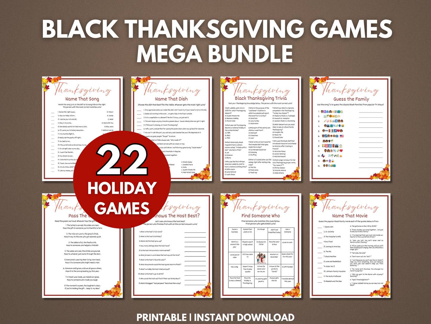 22 Black Thanksgiving Games - Core Bundle