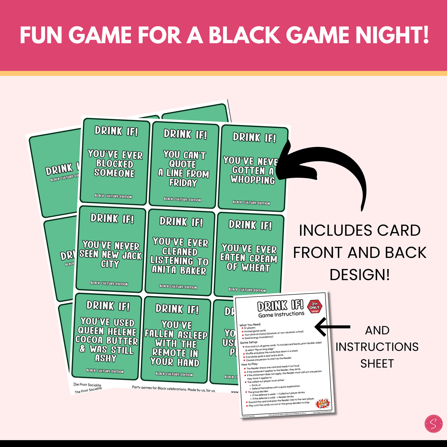 Black Culture Drink IF! Game (Printable)