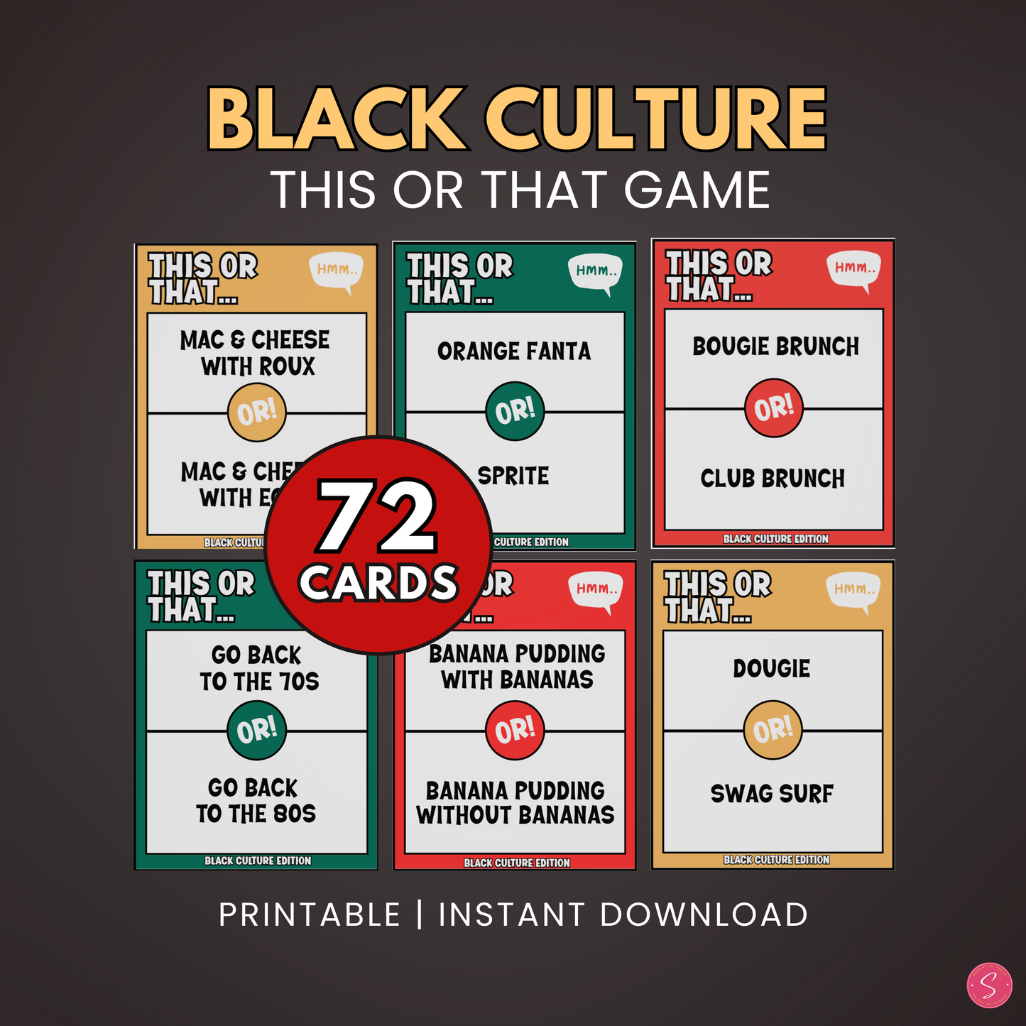 Black Culture This or That Game (Printable)