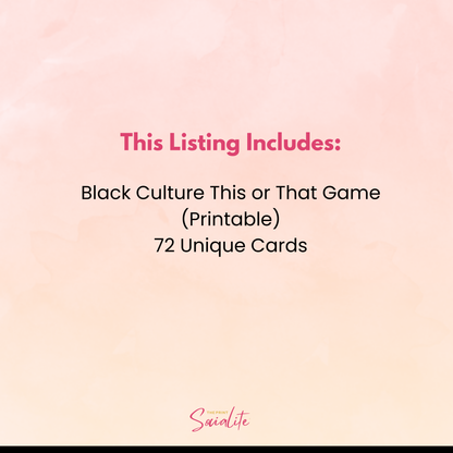 Black Culture This or That Game (Printable)