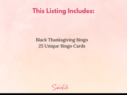 Black People Thanksgiving Bingo Game