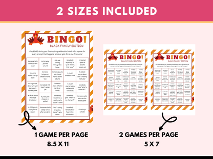 Black People Thanksgiving Bingo Game