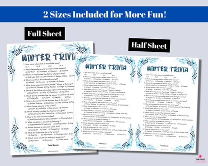 Winter Trivia Game Printable