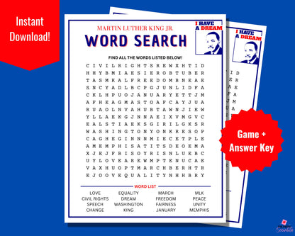 Martin Luther King Jr Word Search Printable