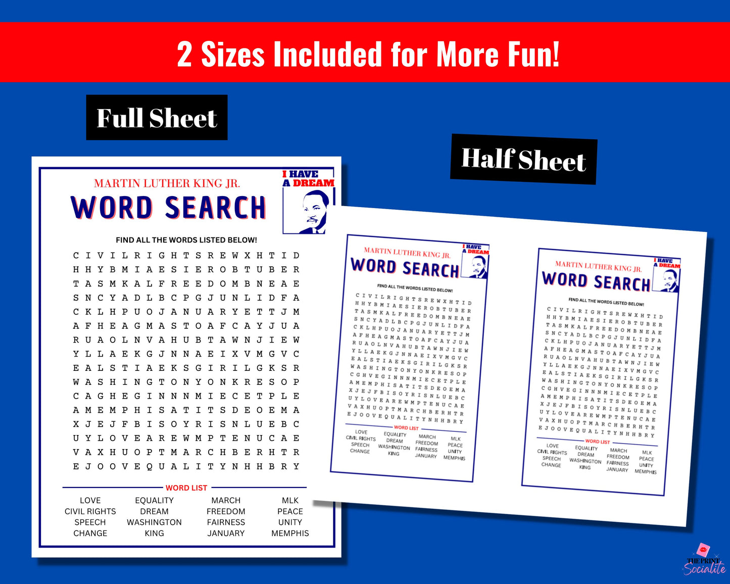 Martin Luther King Jr Word Search Printable