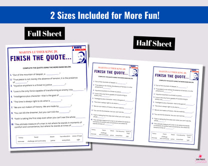 MLK Finish the Quote Game Printable