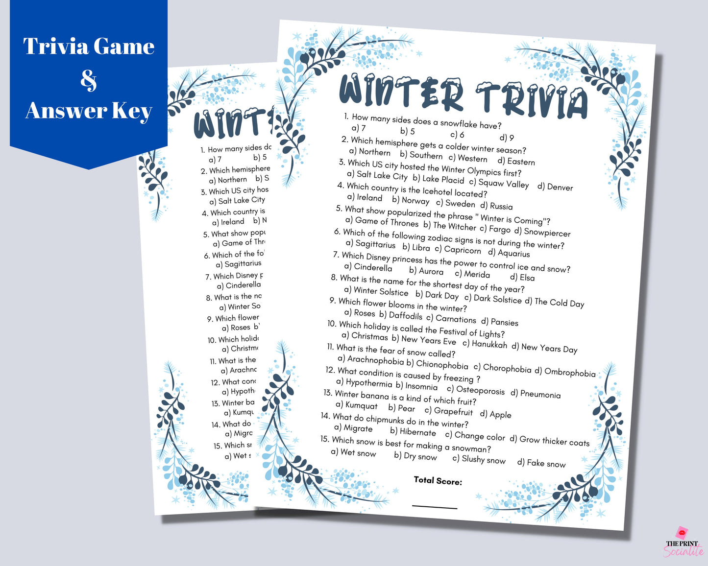 Winter Trivia Game Printable