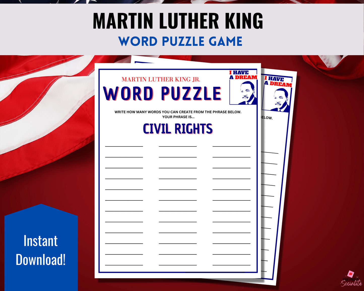 MLK Word Puzzle Game Printable