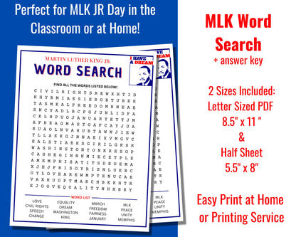 Martin Luther King Jr Word Search Printable