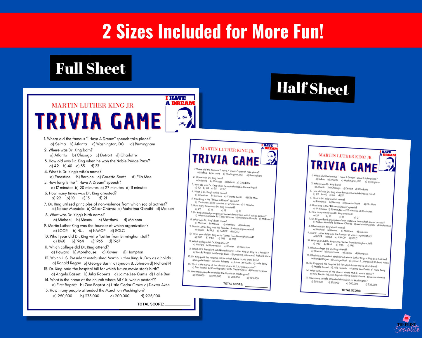 MLK Trivia Game Printable