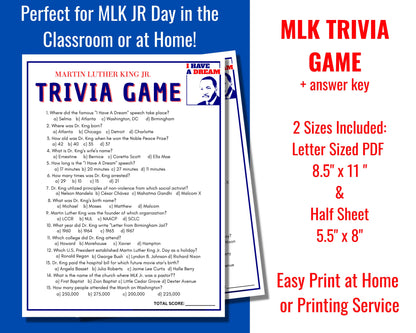 MLK Trivia Game Printable