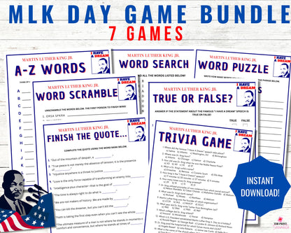 Martin Luther King Activities Mega Game Bundle Printable