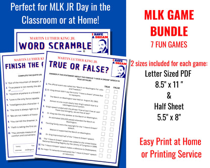 Martin Luther King Activities Mega Game Bundle Printable