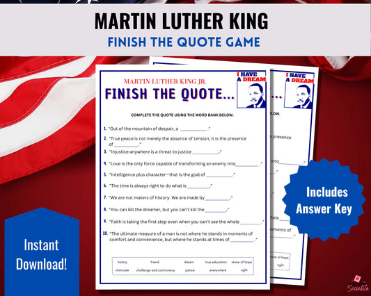 MLK Finish the Quote Game Printable