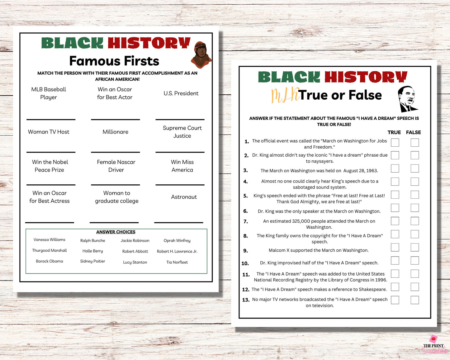 Black History Huge Game Bundle Printable