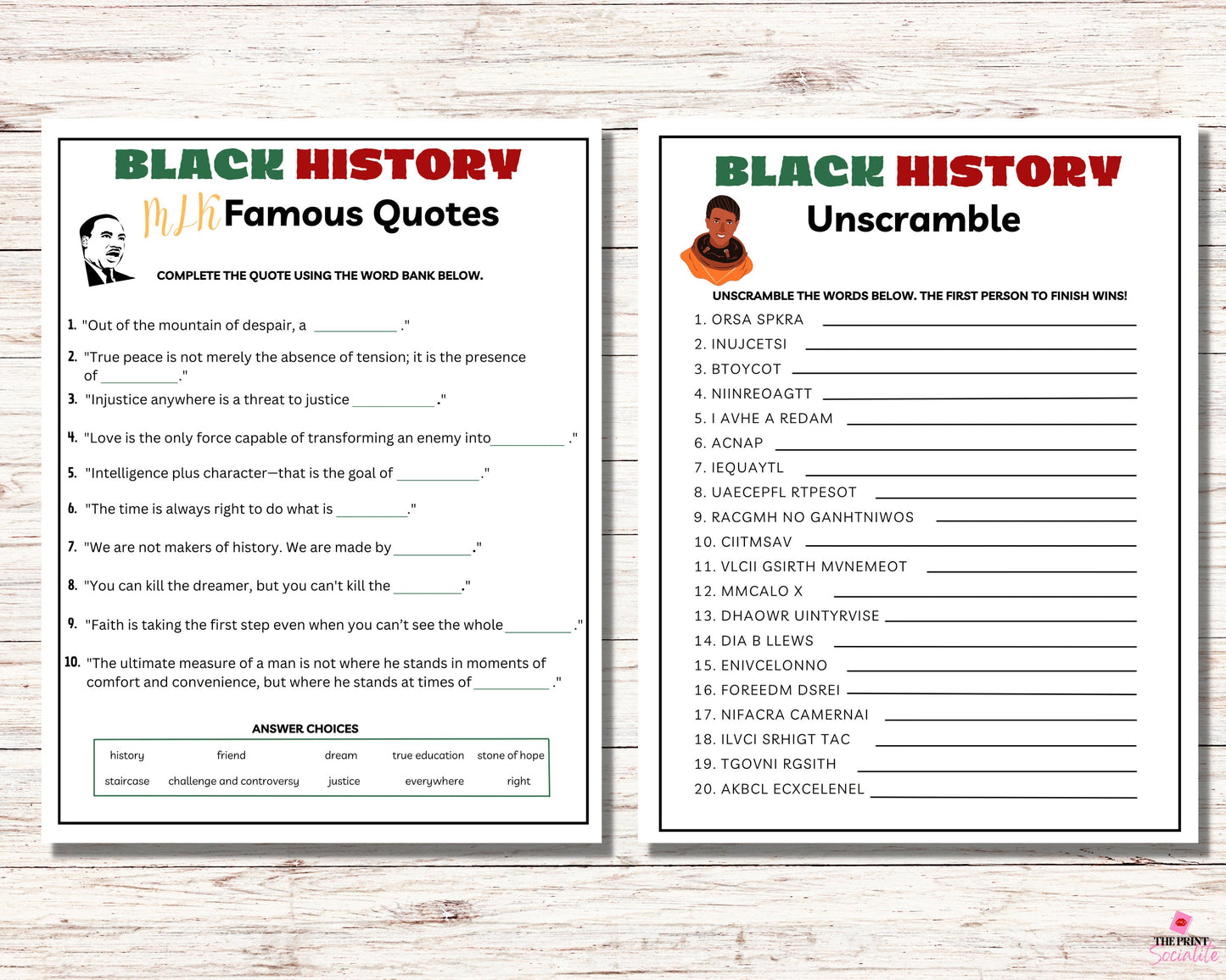 Black History Huge Game Bundle Printable