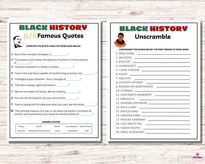 Black History Huge Game Bundle Printable