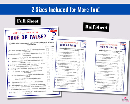 MLK True or False Game Printable