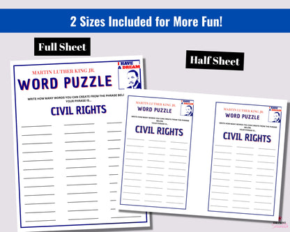 MLK Word Puzzle Game Printable