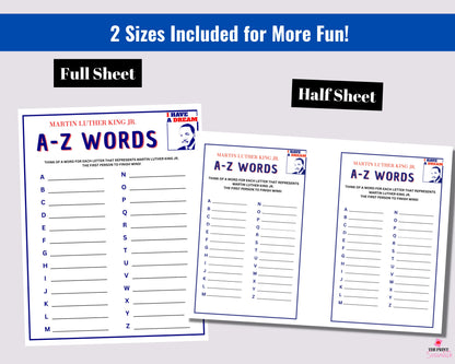 MLK A-Z Race Game Printable