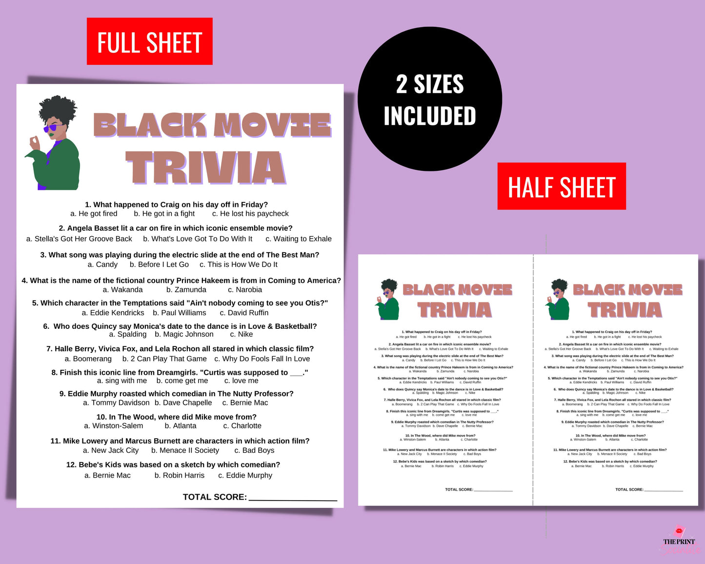 Black Movie Trivia Game Printable