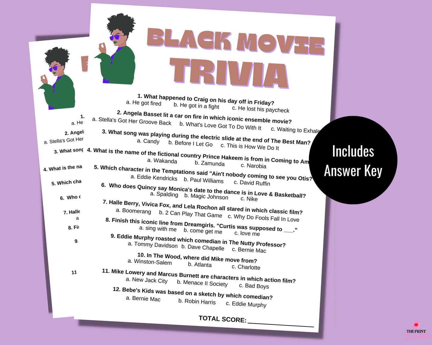 Black Movie Trivia Game Printable