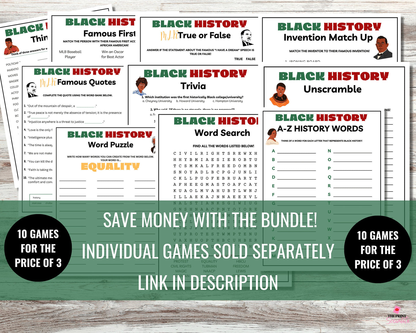 Black History Famous Firsts Game Printable