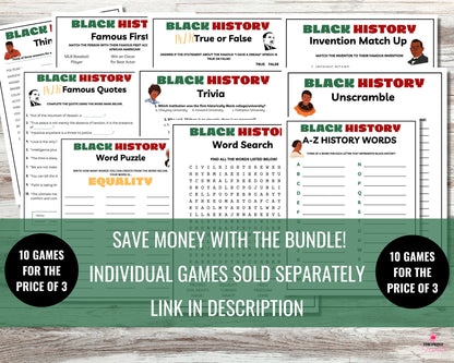 Black History Famous Firsts Game Printable