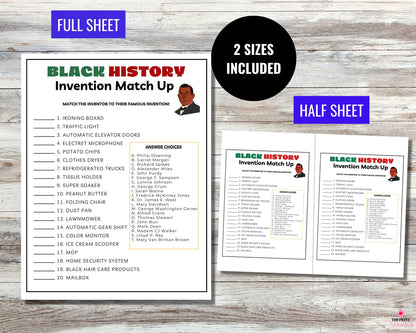 Invention Match Up Black History Game Printable