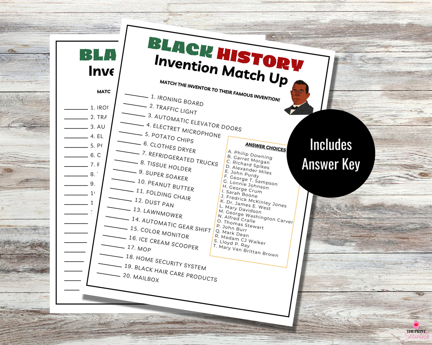 Invention Match Up Black History Game Printable