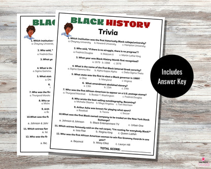 Black History Trivia Printable