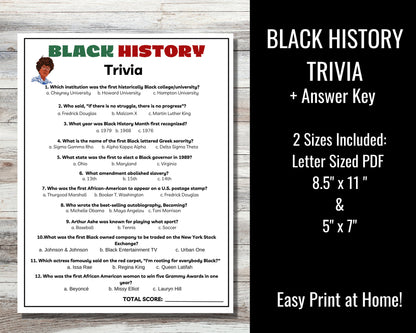 Black History Trivia Printable