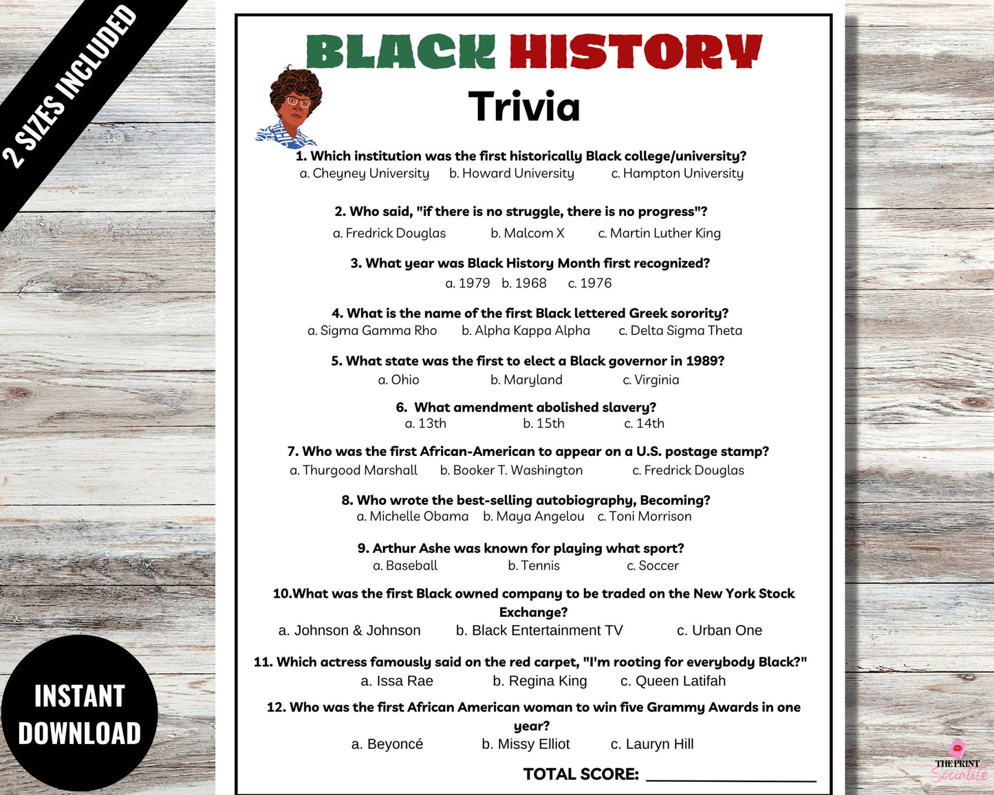 Black History Trivia Printable