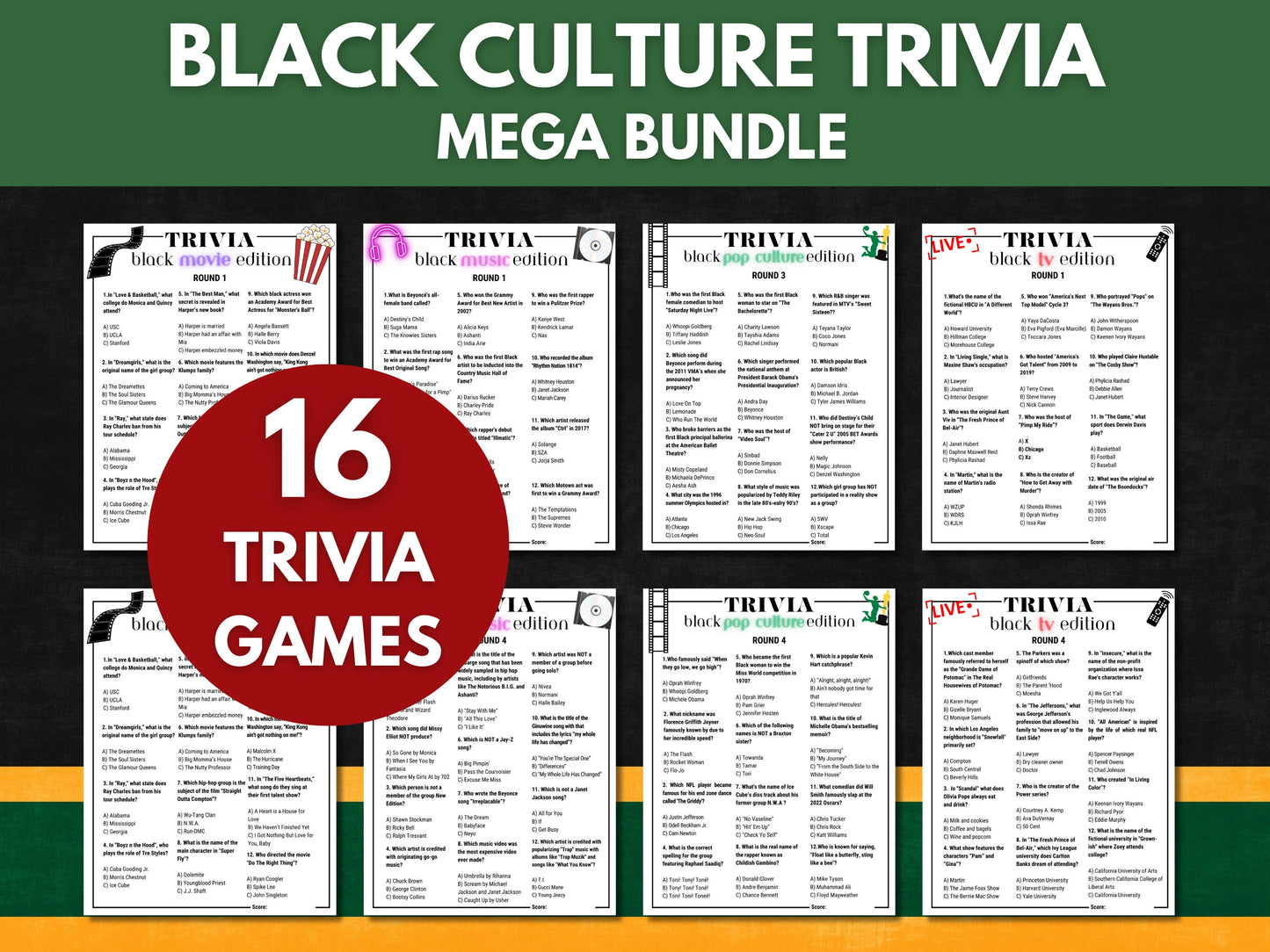 Black Culture Trivia Mega Bundle Printable