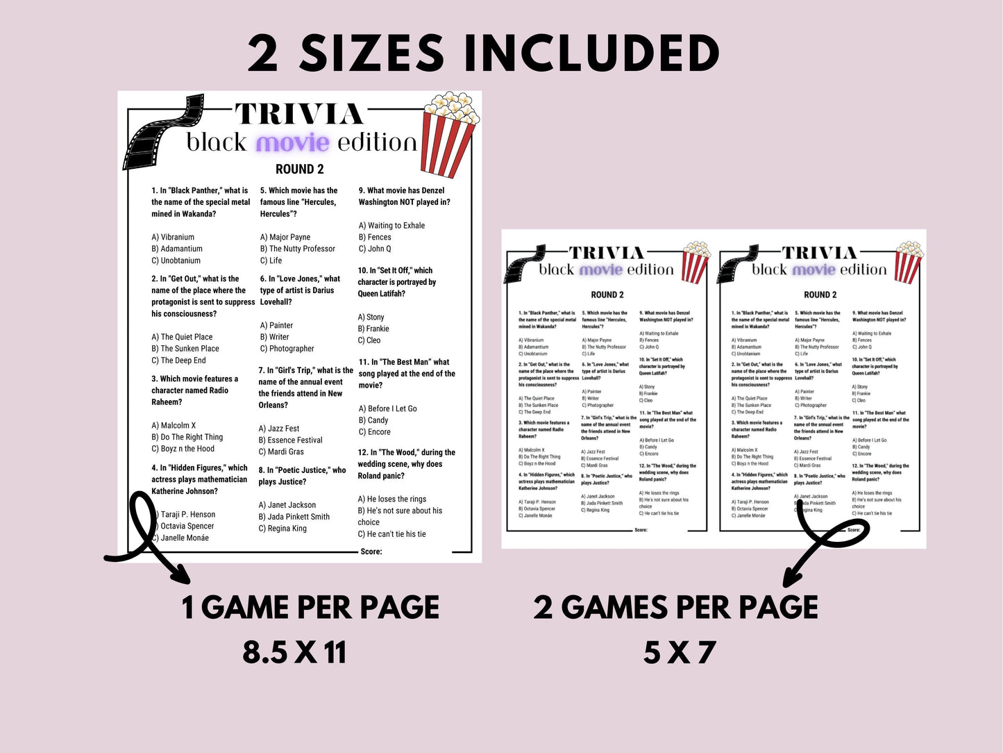 Black Movie Trivia Huge Bundle Printable