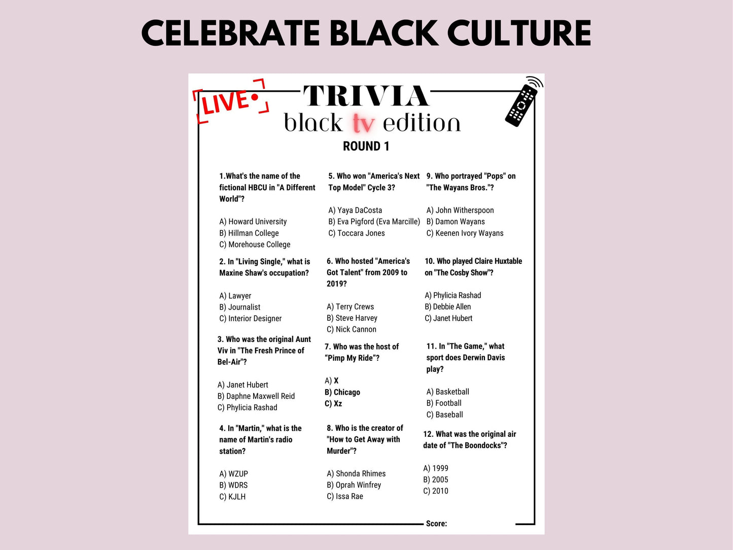 Black TV Trivia Huge Game Bundle