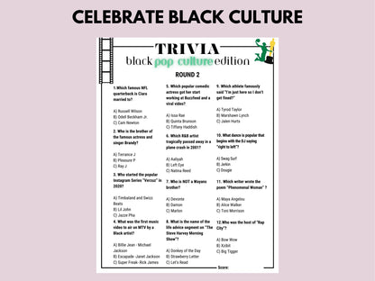 Black Pop Culture Trivia Huge Game Bundle Printable