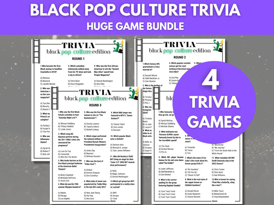 Black Pop Culture Trivia Huge Game Bundle Printable