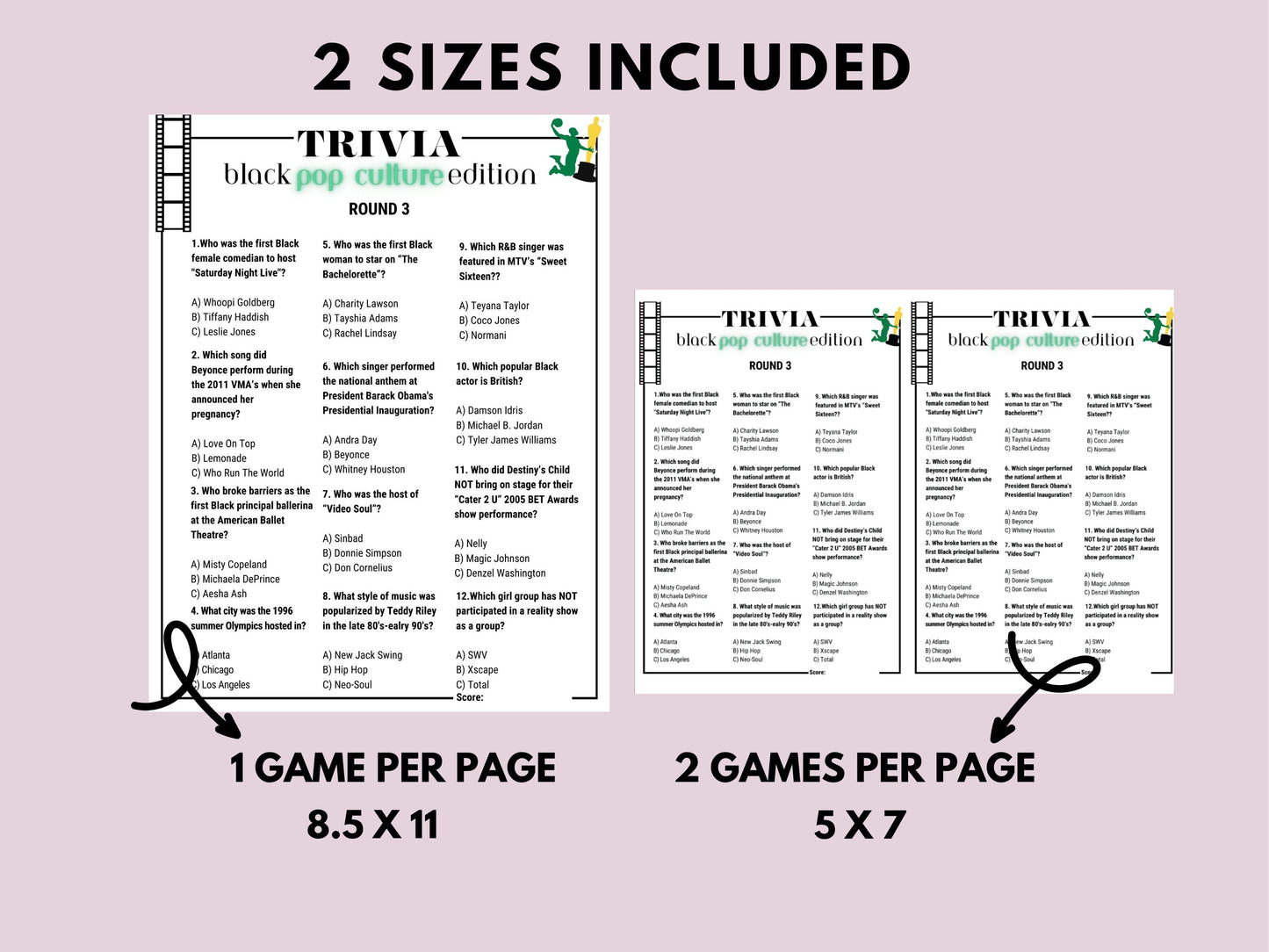 Black Pop Culture Trivia Huge Game Bundle Printable