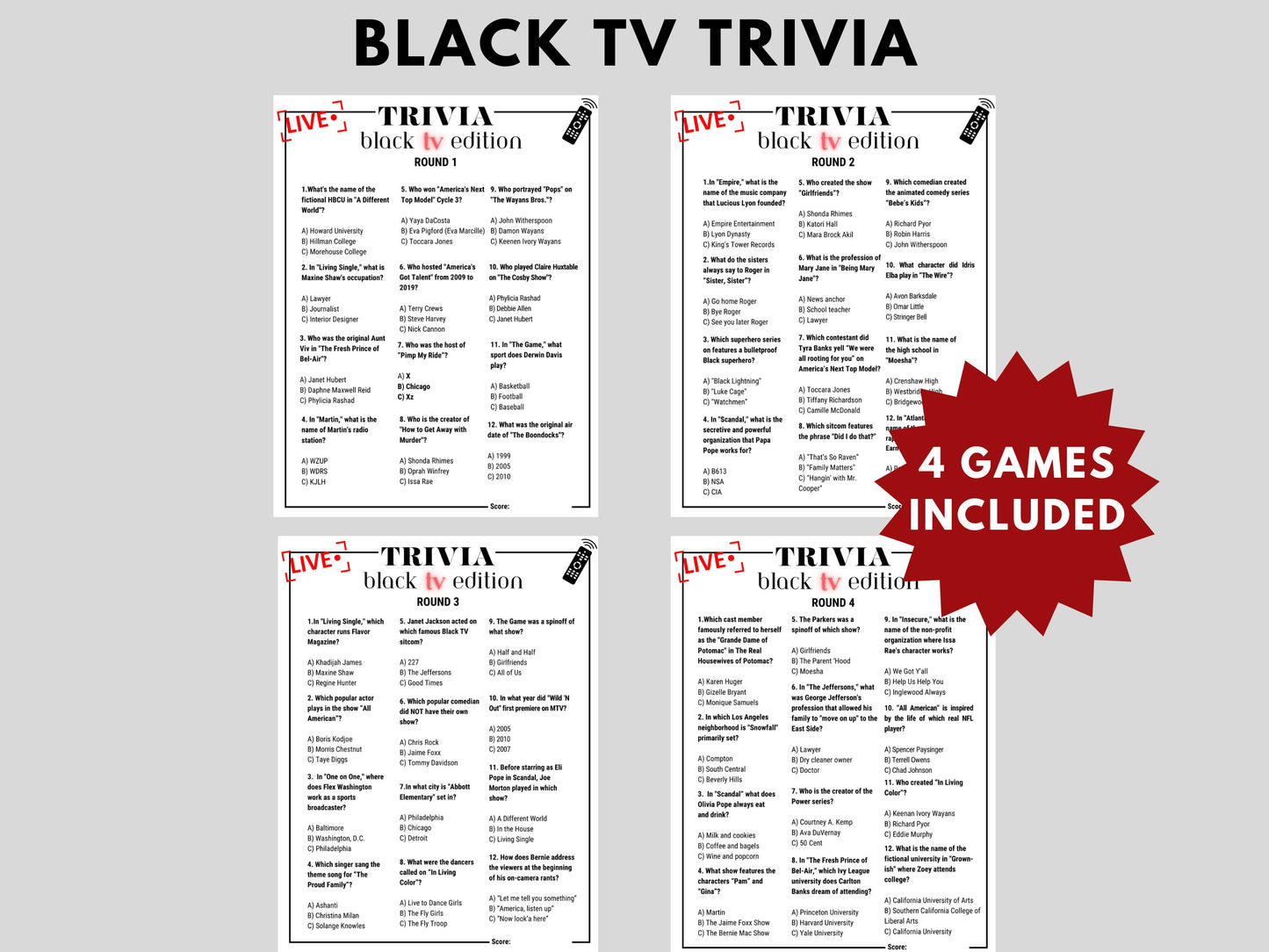 Black Culture Trivia Mega Bundle Printable