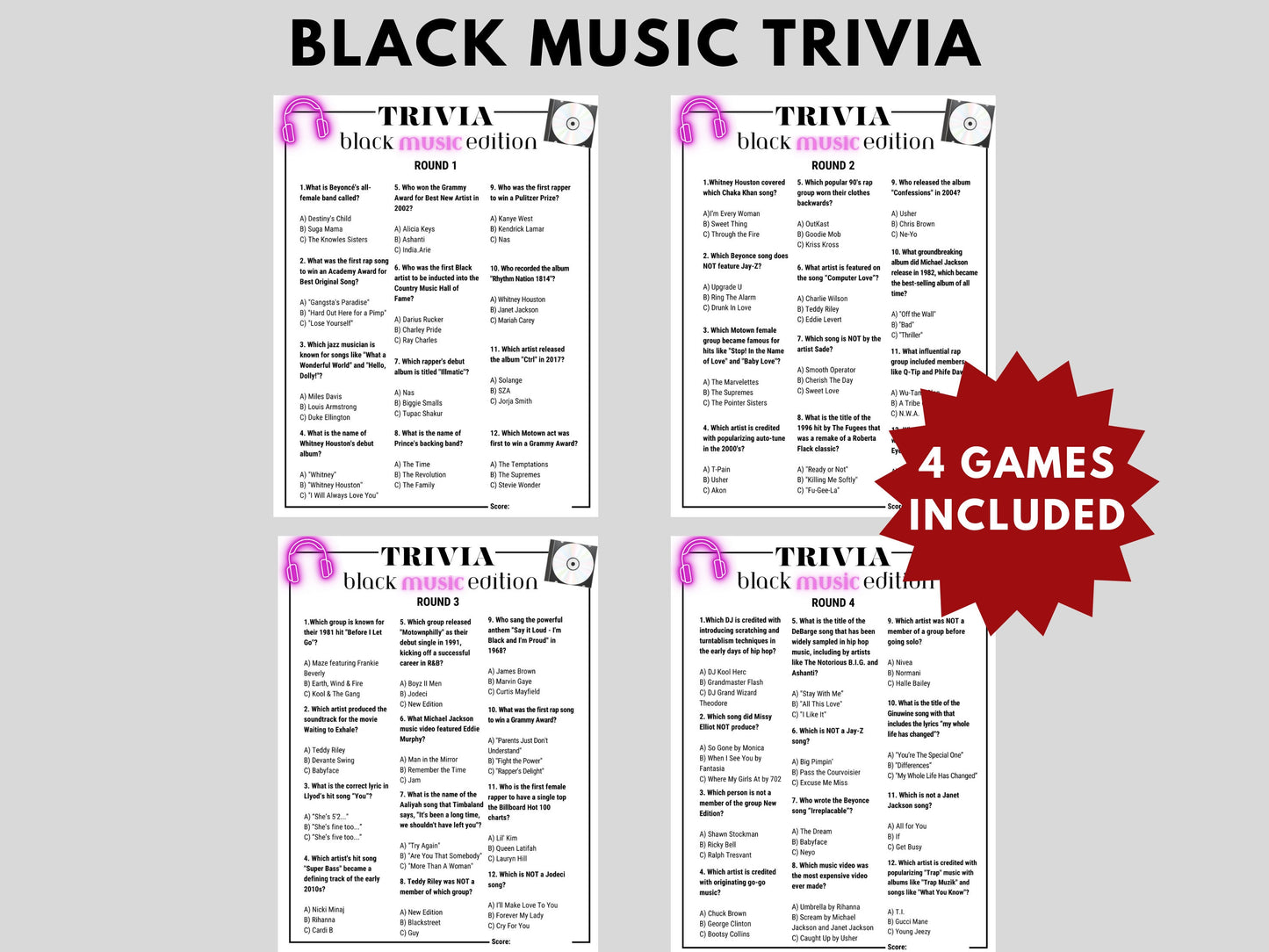 Black Culture Trivia Mega Bundle Printable