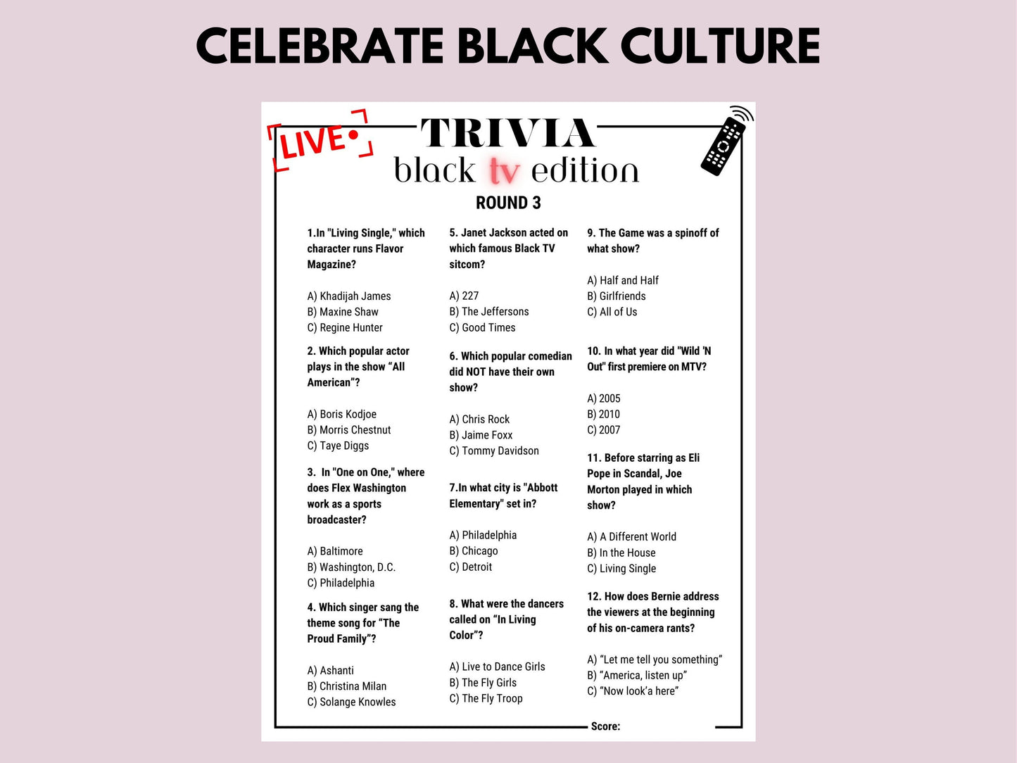 Black TV Trivia Huge Game Bundle