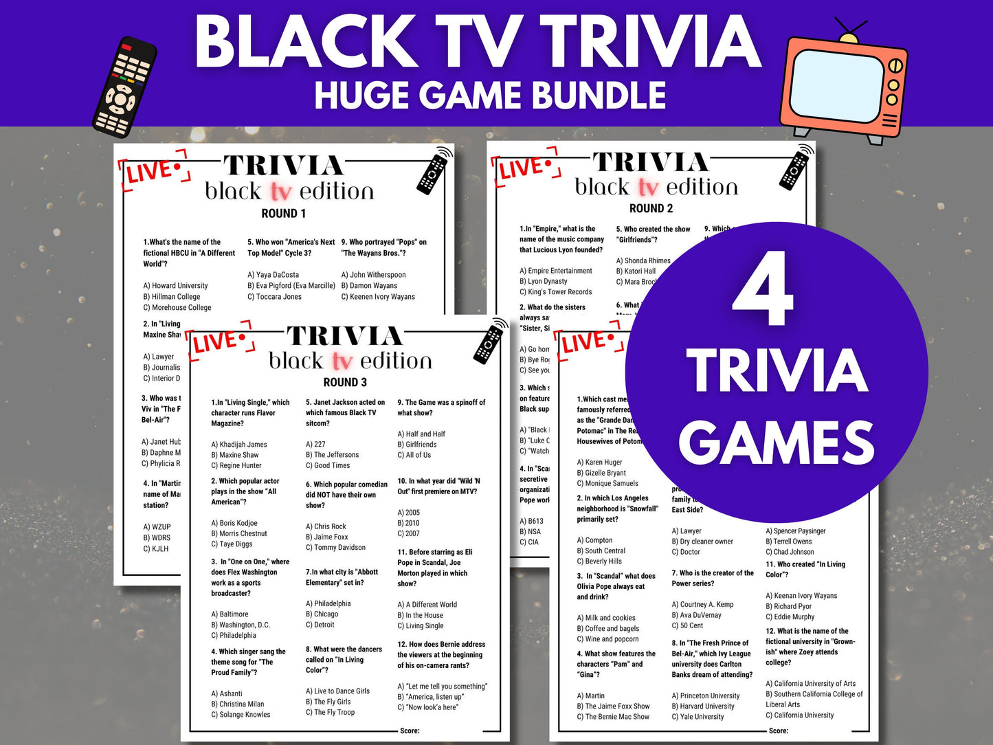 Black TV Trivia Huge Game Bundle