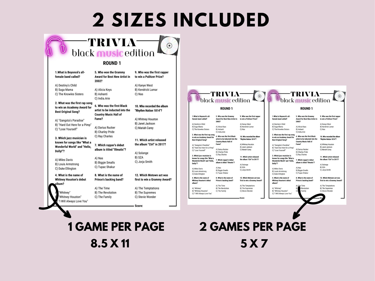 Black Music Trivia Huge Game Bundle Printable