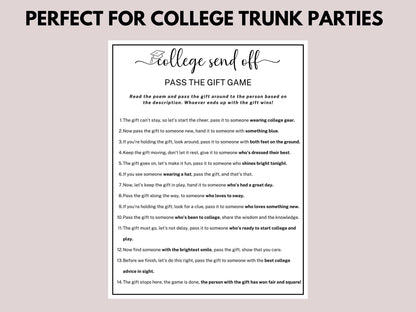 College Trunk Party Pass The Gift Game Printable