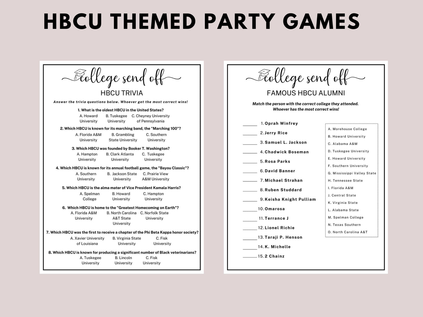 HBCU College Trunk Party Games Mega Bundle