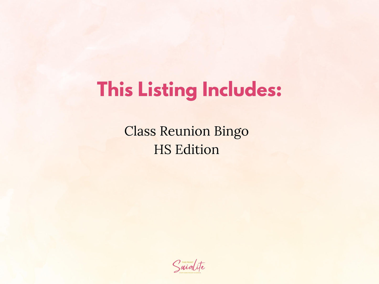 High School Class Reunion Bingo Game Printable