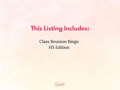 High School Class Reunion Bingo Game Printable