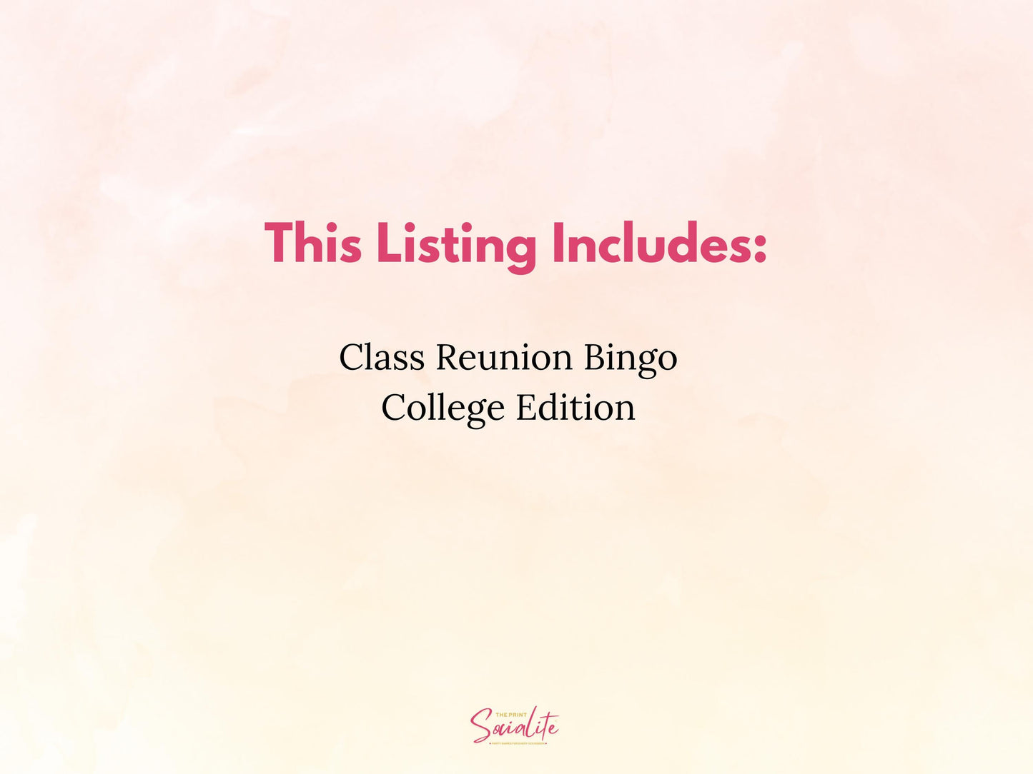 College Class Reunion Bingo Game Printable