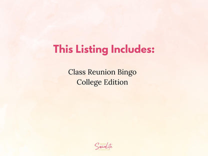 College Class Reunion Bingo Game Printable